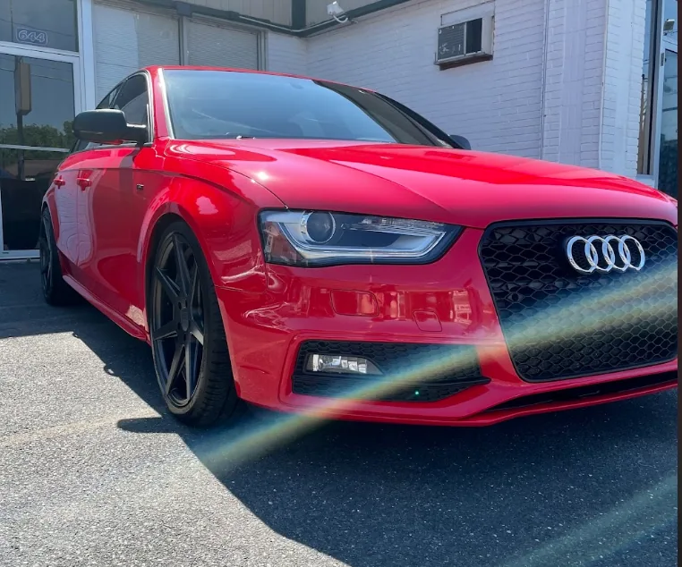 Red Audi photographed outside Mach Detail in Torrington